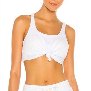 ALO Yoga White Knotted Front Sports Bra